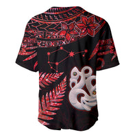 Custom Matariki Baseball Jersey NZ New Year Manaia with Paua Shell - Red LT9 - Wonder Print Shop