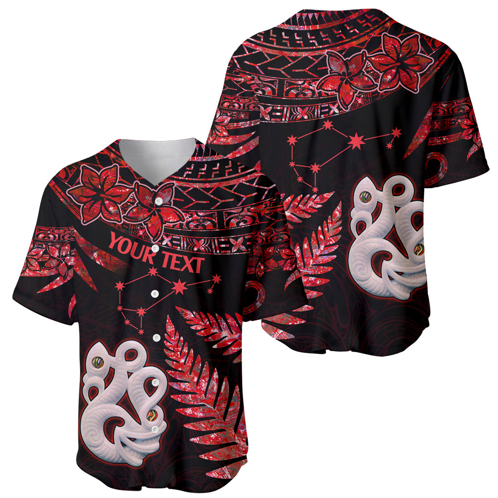 Custom Matariki Baseball Jersey NZ New Year Manaia with Paua Shell - Red LT9 - Wonder Print Shop