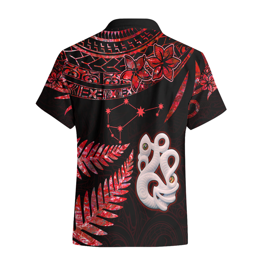 Custom Matariki Hawaiian Shirt NZ New Year Manaia with Paua Shell - Red - Wonder Print Shop