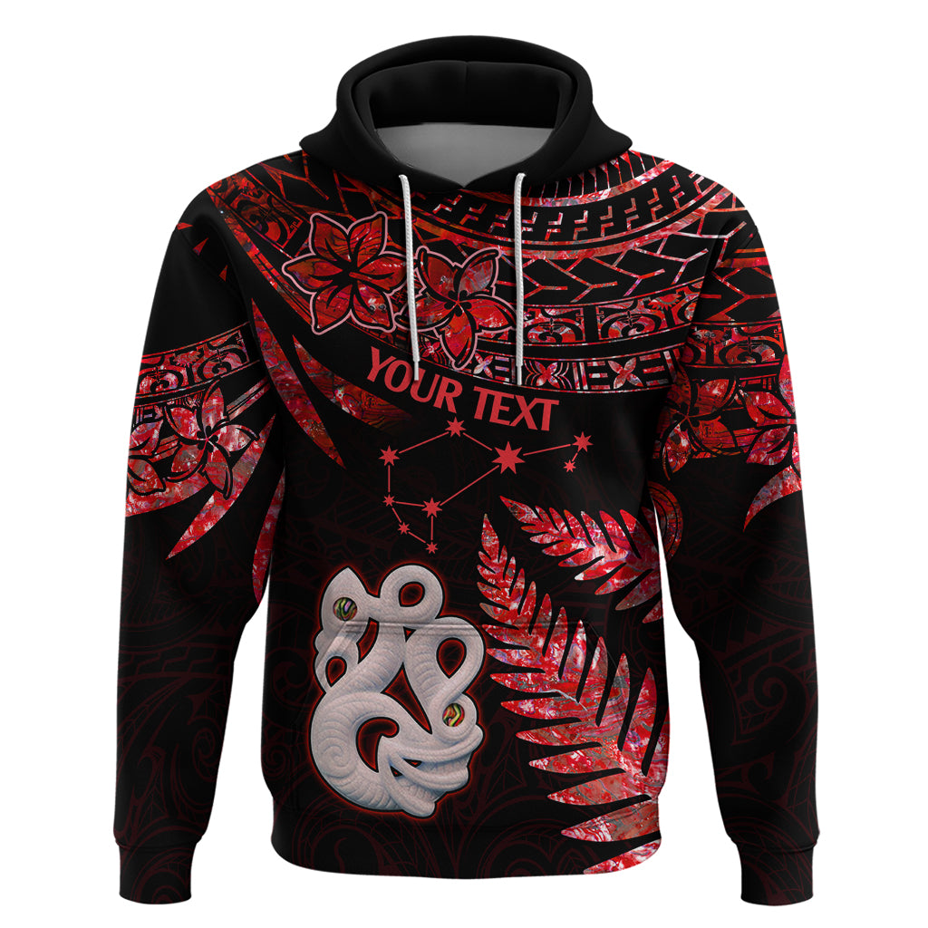 Custom Matariki Hoodie NZ New Year Manaia with Paua Shell - Red - Wonder Print Shop