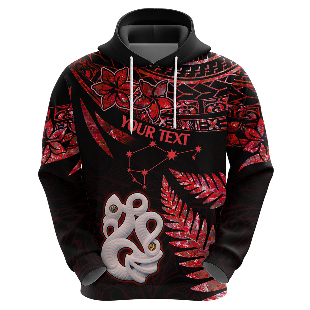 Custom Matariki Hoodie NZ New Year Manaia with Paua Shell - Red - Wonder Print Shop