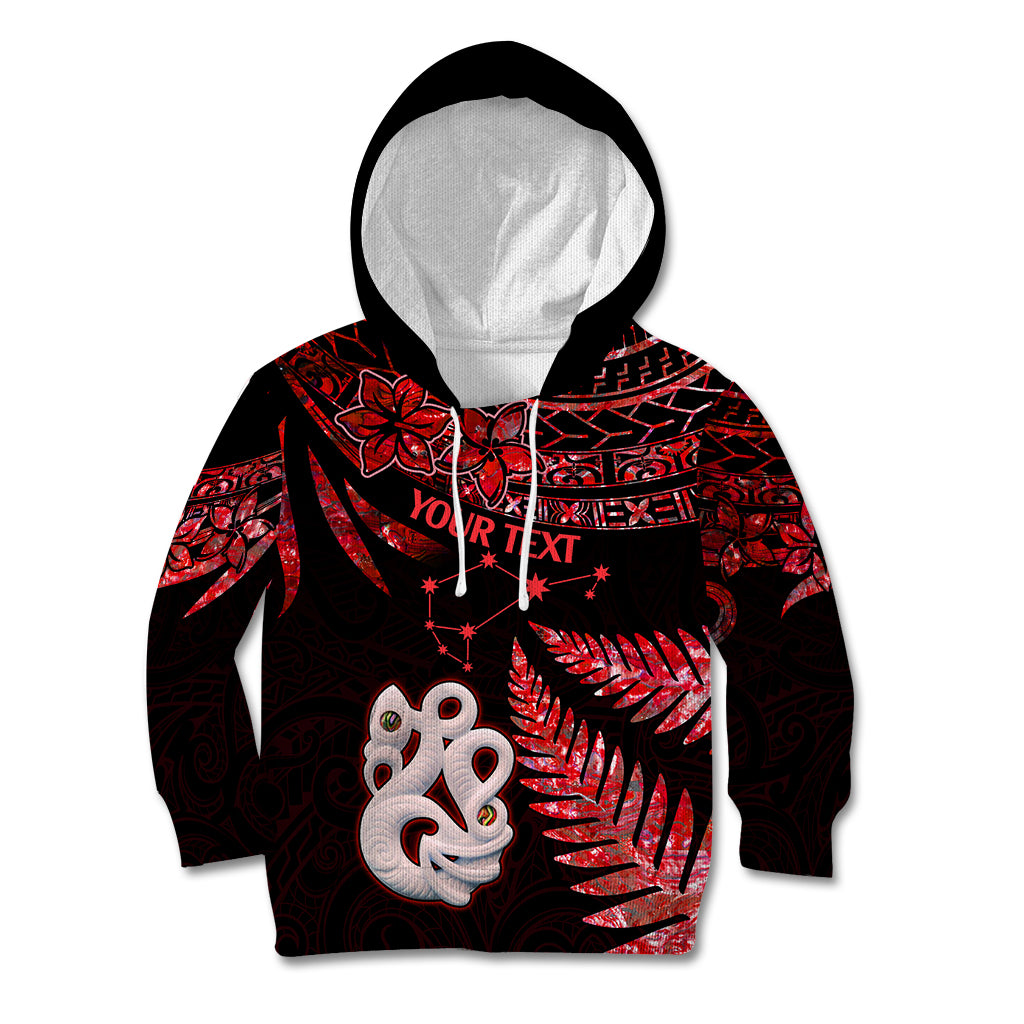 Custom Matariki Kid Hoodie NZ New Year Manaia with Paua Shell - Red - Wonder Print Shop
