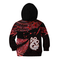 Custom Matariki Kid Hoodie NZ New Year Manaia with Paua Shell - Red - Wonder Print Shop