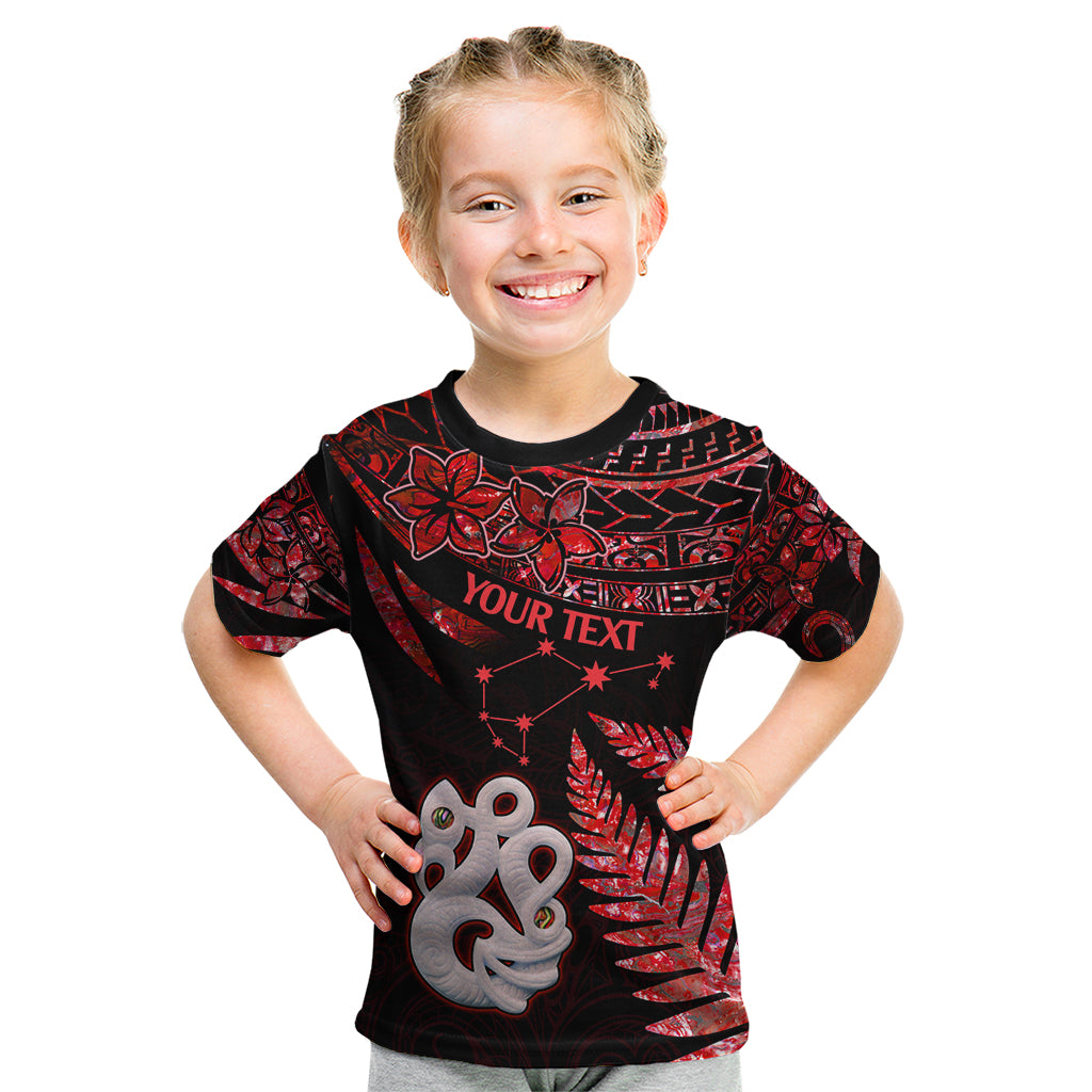 Custom Matariki Kid T Shirt NZ New Year Manaia with Paua Shell - Red - Wonder Print Shop
