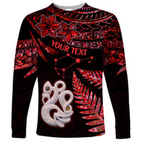 Custom Matariki Long Sleeve Shirt NZ New Year Manaia with Paua Shell - Red - Wonder Print Shop