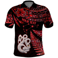 Custom Matariki Polo Shirt NZ New Year Manaia with Paua Shell - Red - Wonder Print Shop