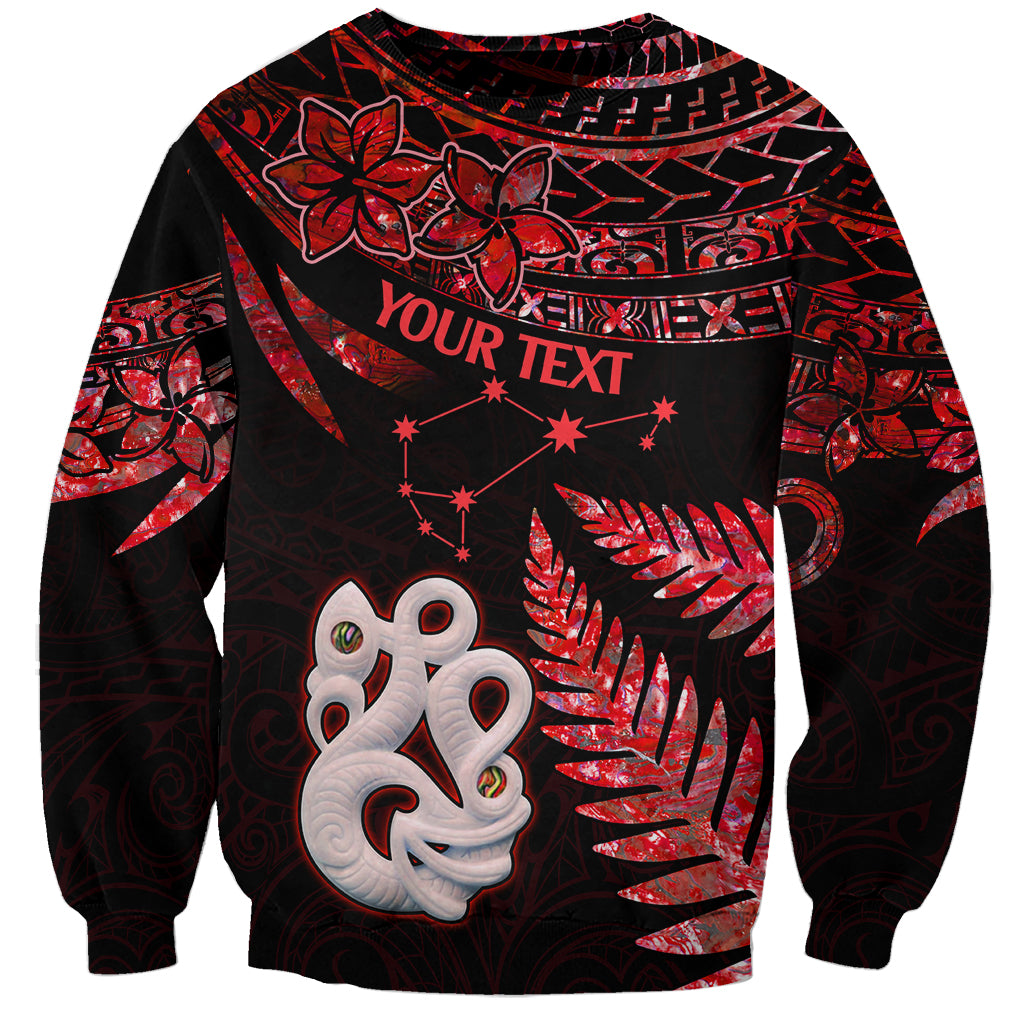 Custom Matariki Sweatshirt NZ New Year Manaia with Paua Shell - Red - Wonder Print Shop