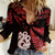 Custom Matariki Women Casual Shirt NZ New Year Manaia with Paua Shell - Red - Wonder Print Shop