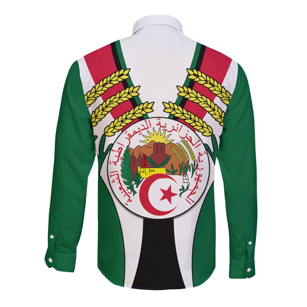 Custom African Long Sleeve Button Shirt Algeria Independence Day - Wonder Print Shop