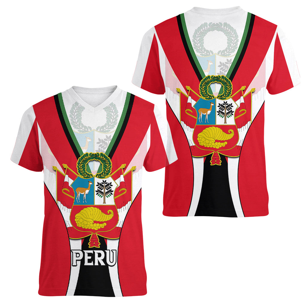 Peru Women V Neck T Shirt National Day - Wonder Print Shop