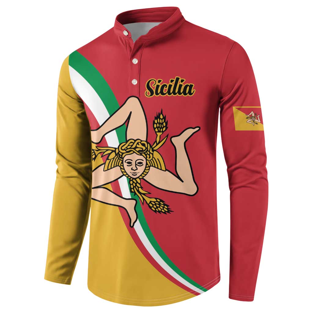 Personalized Italy Bandiera Della Sicilia Button Sweatshirt LT9 - Wonder Print Shop