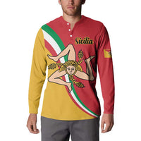 Personalized Italy Bandiera Della Sicilia Button Sweatshirt LT9 - Wonder Print Shop