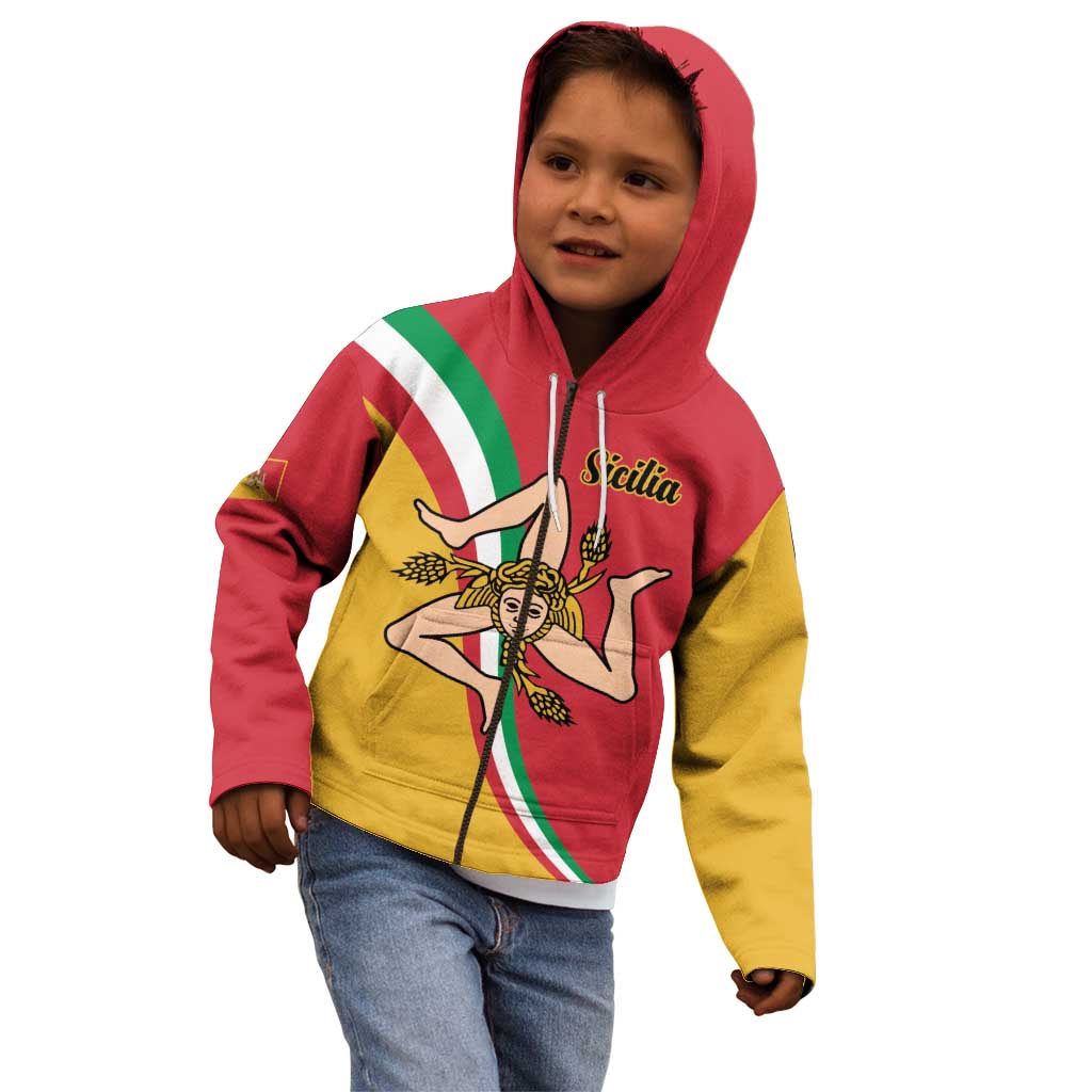 Personalized Italy Bandiera Della Sicilia Kid Hoodie - Wonder Print Shop