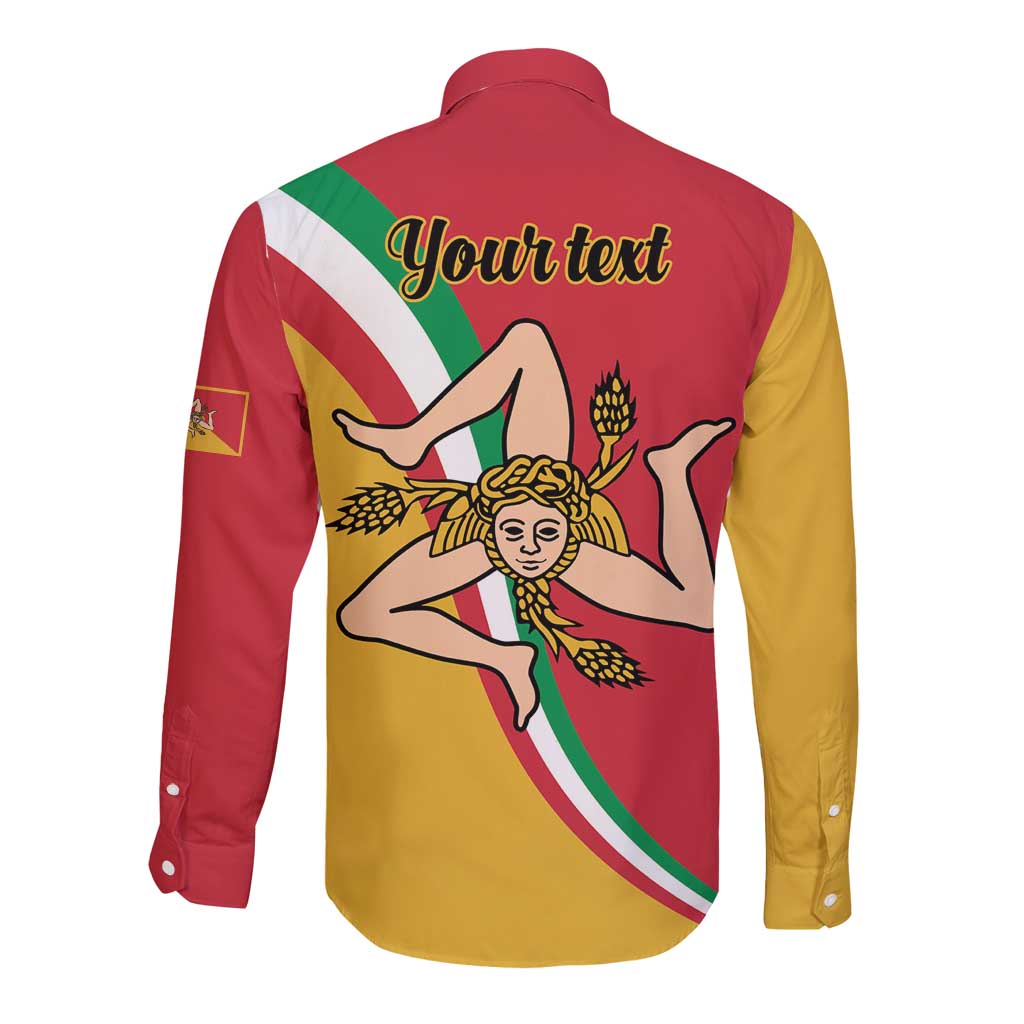 Personalized Italy Bandiera Della Sicilia Long Sleeve Button Shirt - Wonder Print Shop