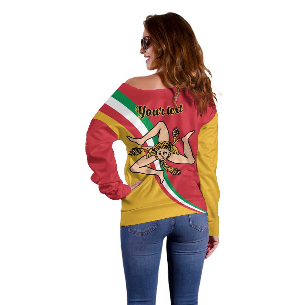 Personalized Italy Bandiera Della Sicilia Off Shoulder Sweater - Wonder Print Shop