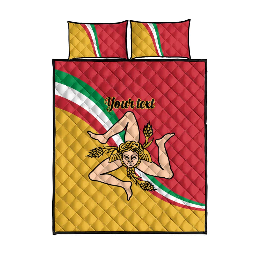 Personalized Italy Bandiera Della Sicilia Quilt Bed Set - Wonder Print Shop