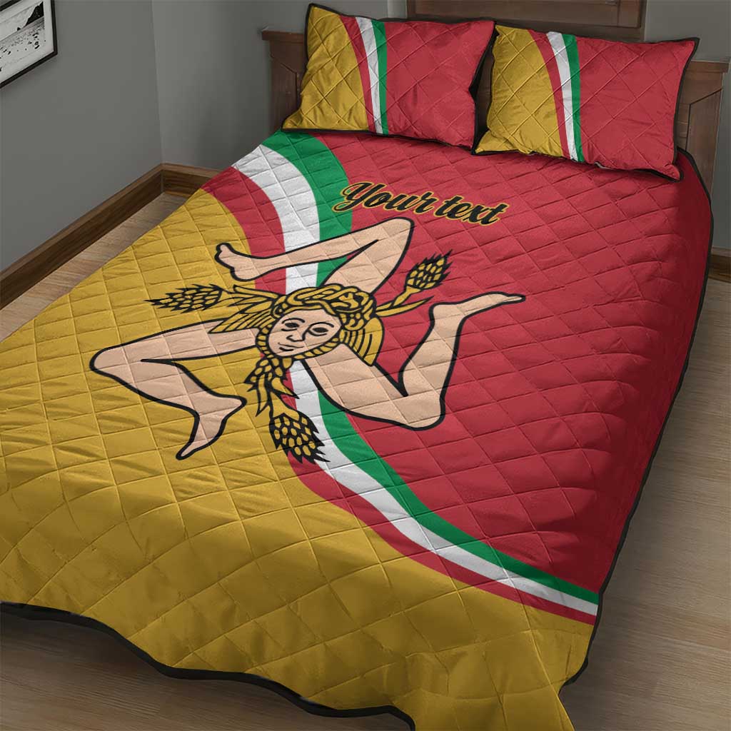 Personalized Italy Bandiera Della Sicilia Quilt Bed Set - Wonder Print Shop