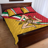 Personalized Italy Bandiera Della Sicilia Quilt Bed Set - Wonder Print Shop