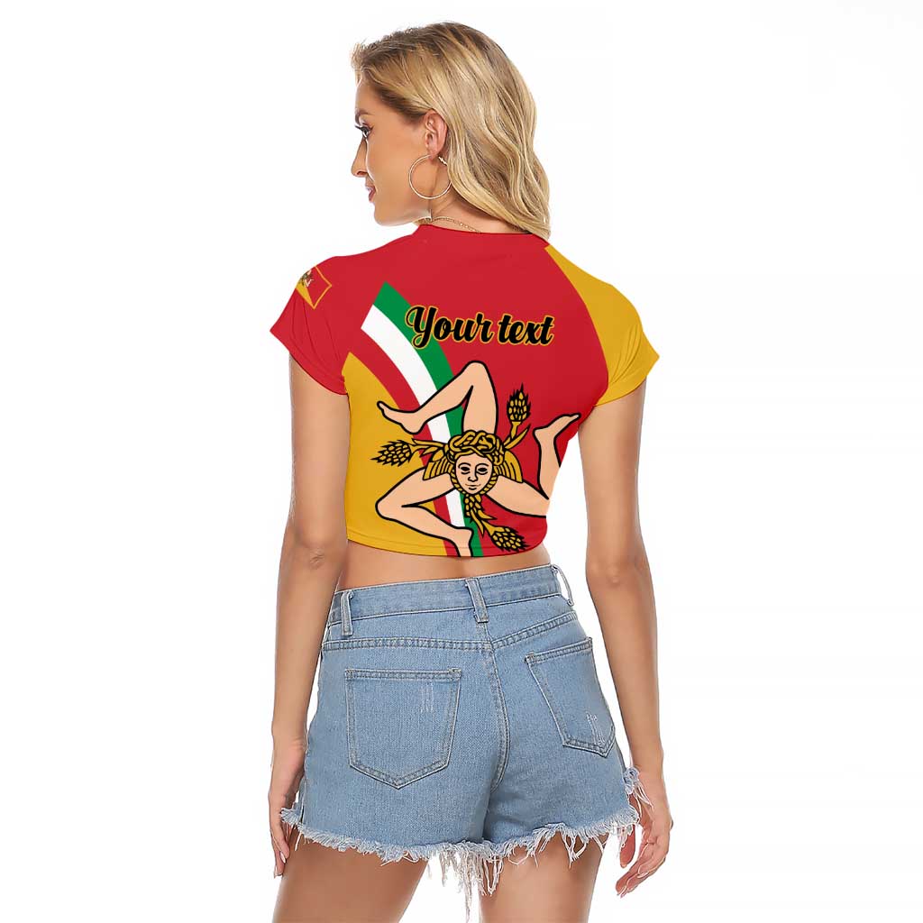 Personalized Italy Bandiera Della Sicilia Raglan Cropped T Shirt - Wonder Print Shop