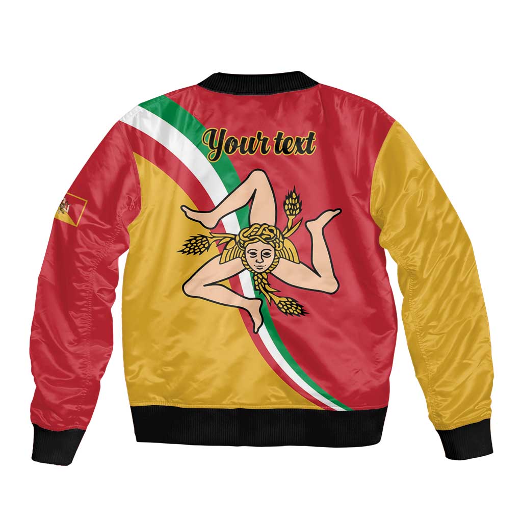Personalized Italy Bandiera Della Sicilia Sleeve Zip Bomber Jacket - Wonder Print Shop