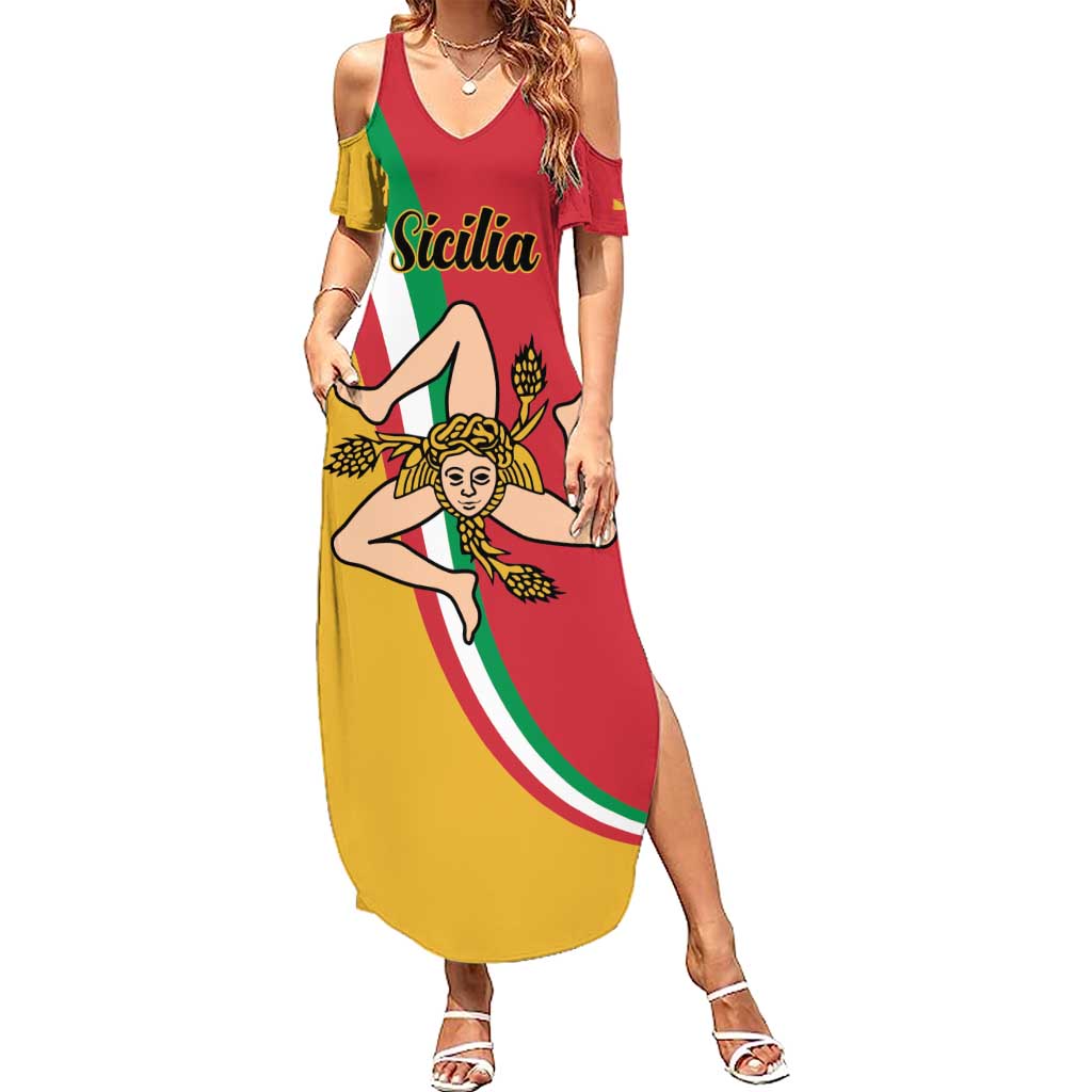 Personalized Italy Bandiera Della Sicilia Summer Maxi Dress - Wonder Print Shop