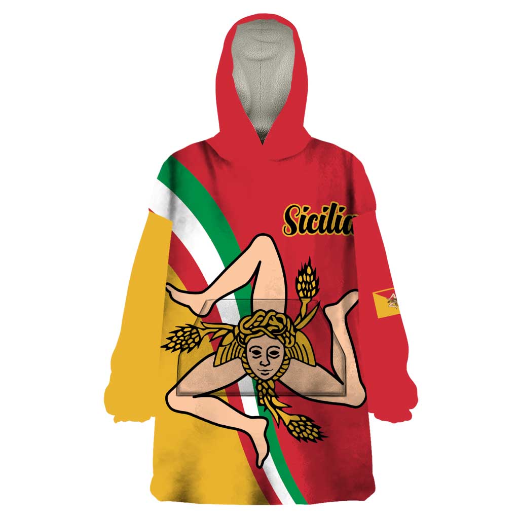 Personalized Italy Bandiera Della Sicilia Wearable Blanket Hoodie - Wonder Print Shop