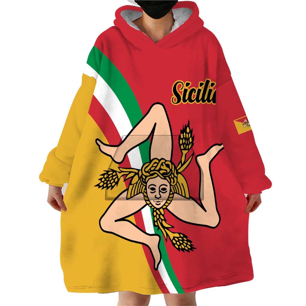 Personalized Italy Bandiera Della Sicilia Wearable Blanket Hoodie - Wonder Print Shop