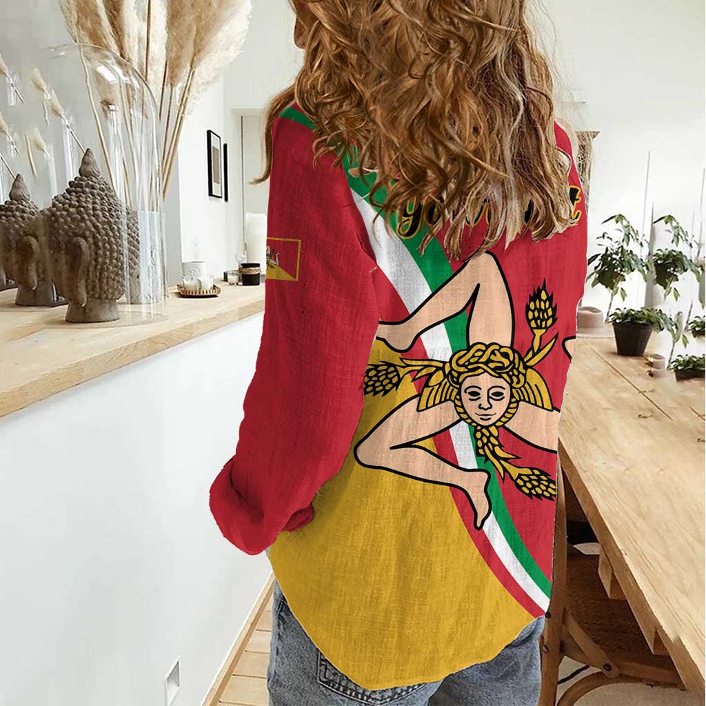 Personalized Italy Bandiera Della Sicilia Women Casual Shirt - Wonder Print Shop