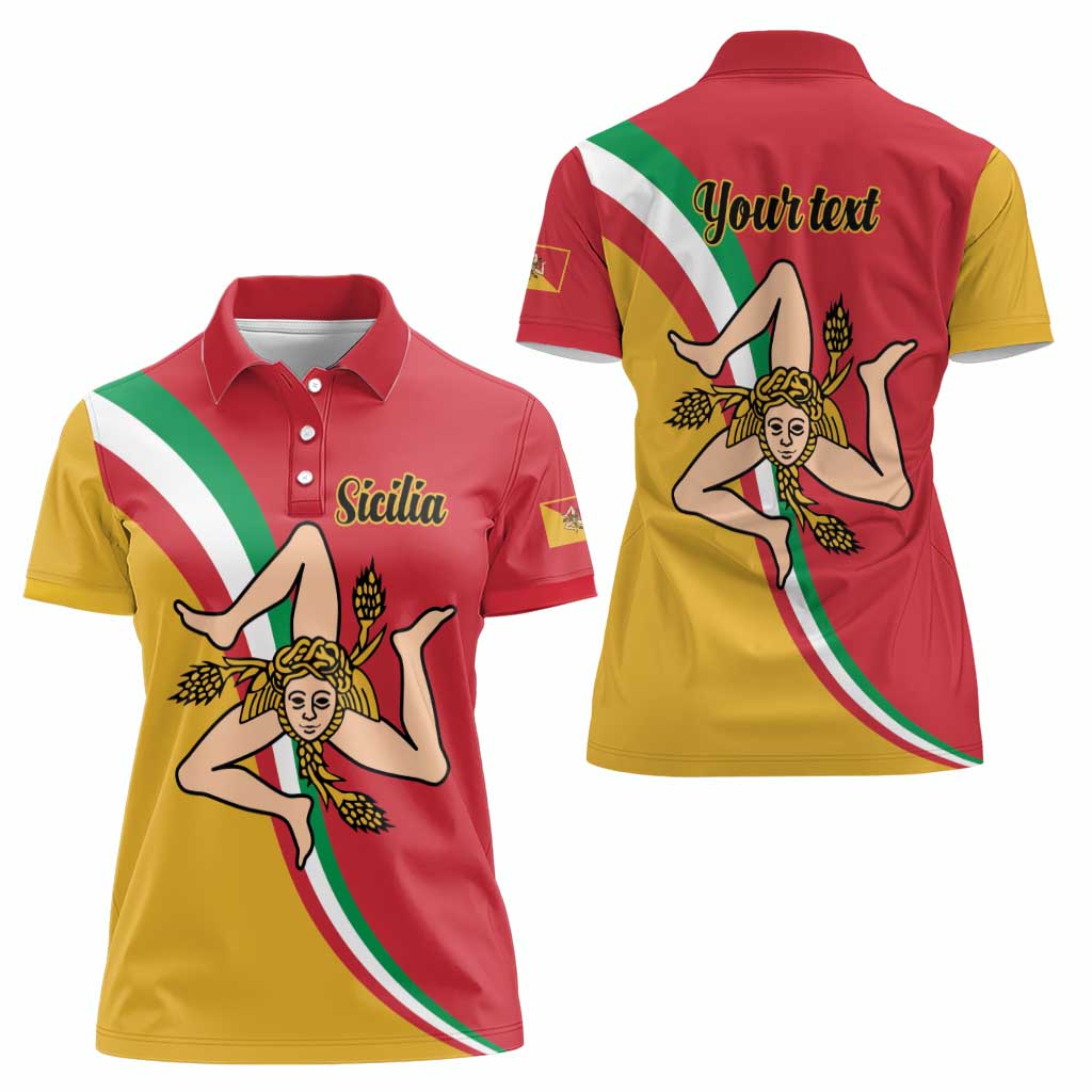 Personalized Italy Bandiera Della Sicilia Women Polo Shirt - Wonder Print Shop