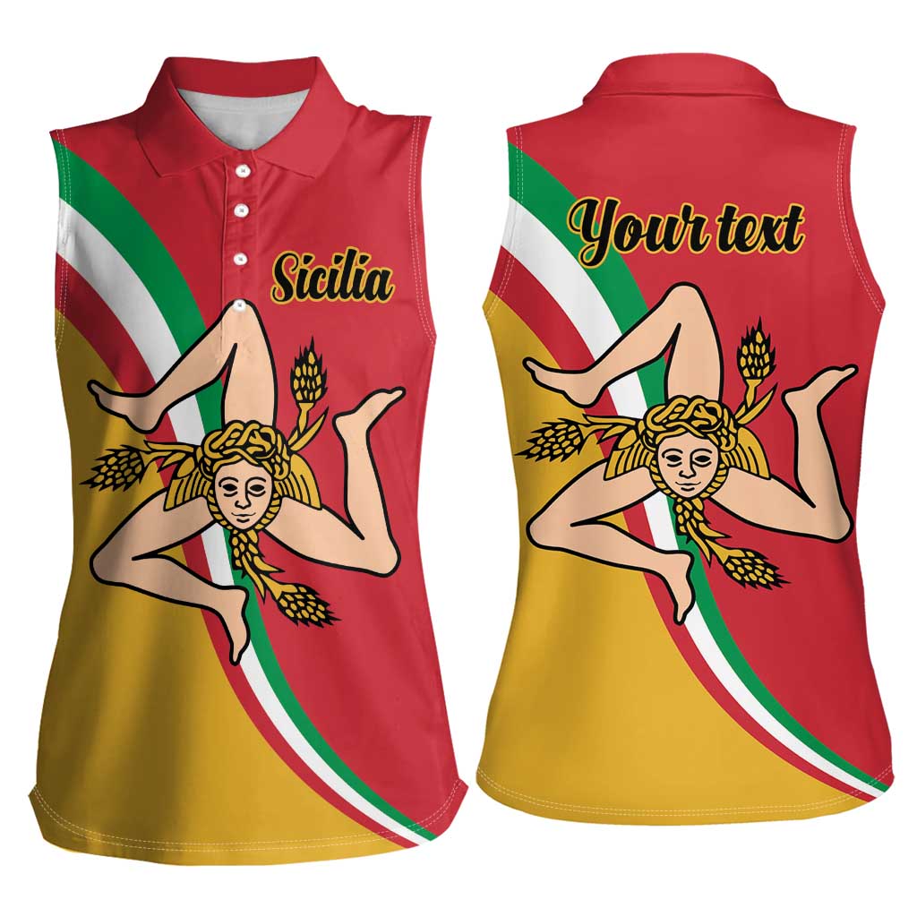 Personalized Italy Bandiera Della Sicilia Women Sleeveless Polo Shirt - Wonder Print Shop
