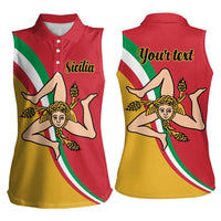 Personalized Italy Bandiera Della Sicilia Women Sleeveless Polo Shirt - Wonder Print Shop