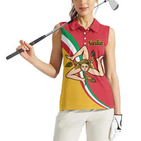 Personalized Italy Bandiera Della Sicilia Women Sleeveless Polo Shirt - Wonder Print Shop