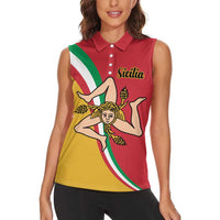 Personalized Italy Bandiera Della Sicilia Women Sleeveless Polo Shirt - Wonder Print Shop