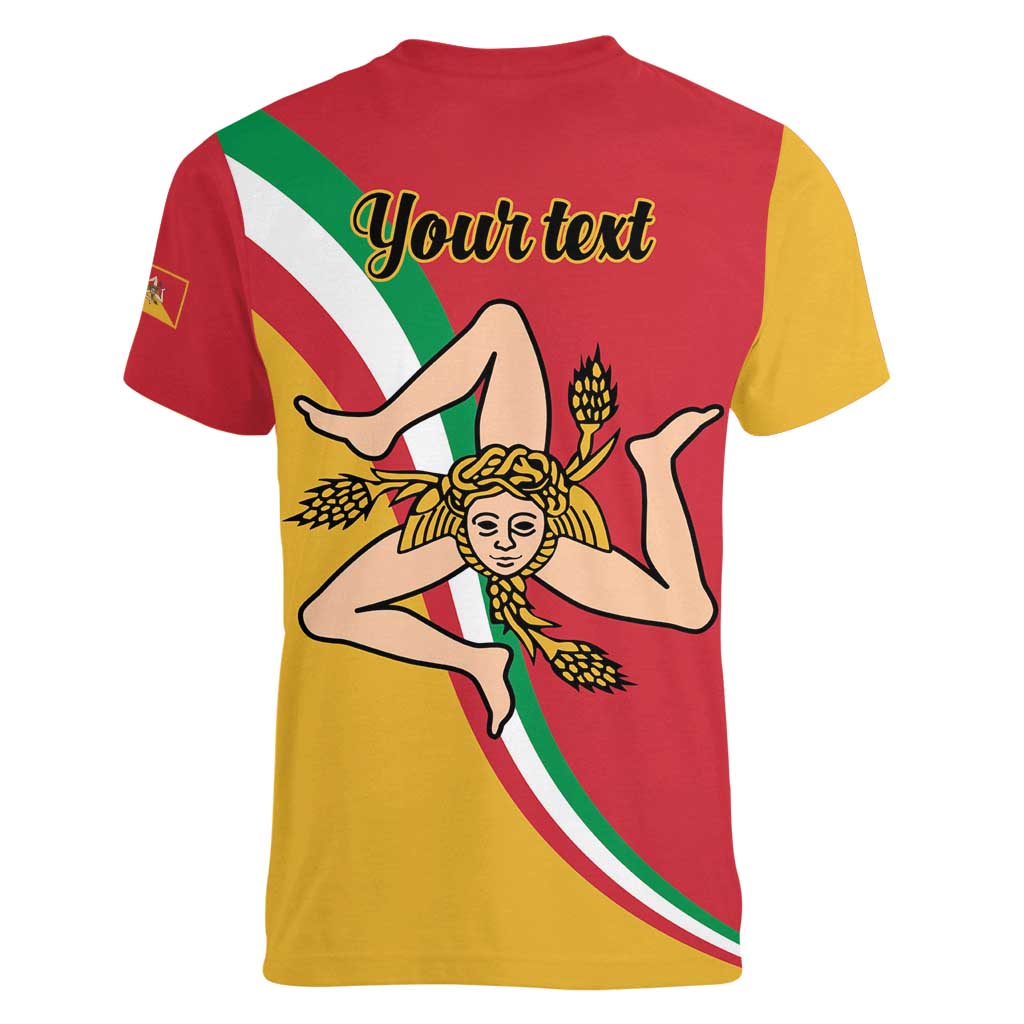 Personalized Italy Bandiera Della Sicilia Women V-Neck T-Shirt - Wonder Print Shop