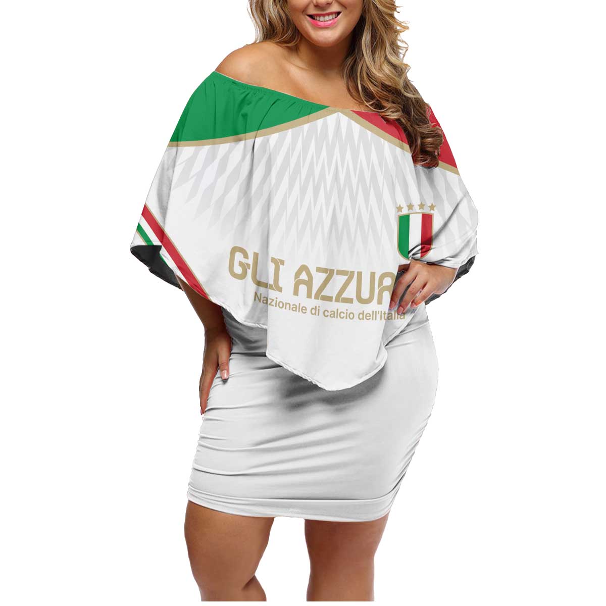 Custom Italy Football Family Matching Off Shoulder Short Dress and Hawaiian Shirt Gli Azzurri Sporty Style LT9 - Wonder Print Shop