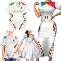 Custom Italy Football Family Matching Short Sleeve Bodycon Dress and Hawaiian Shirt Gli Azzurri Sporty Style - Wonder Print Shop