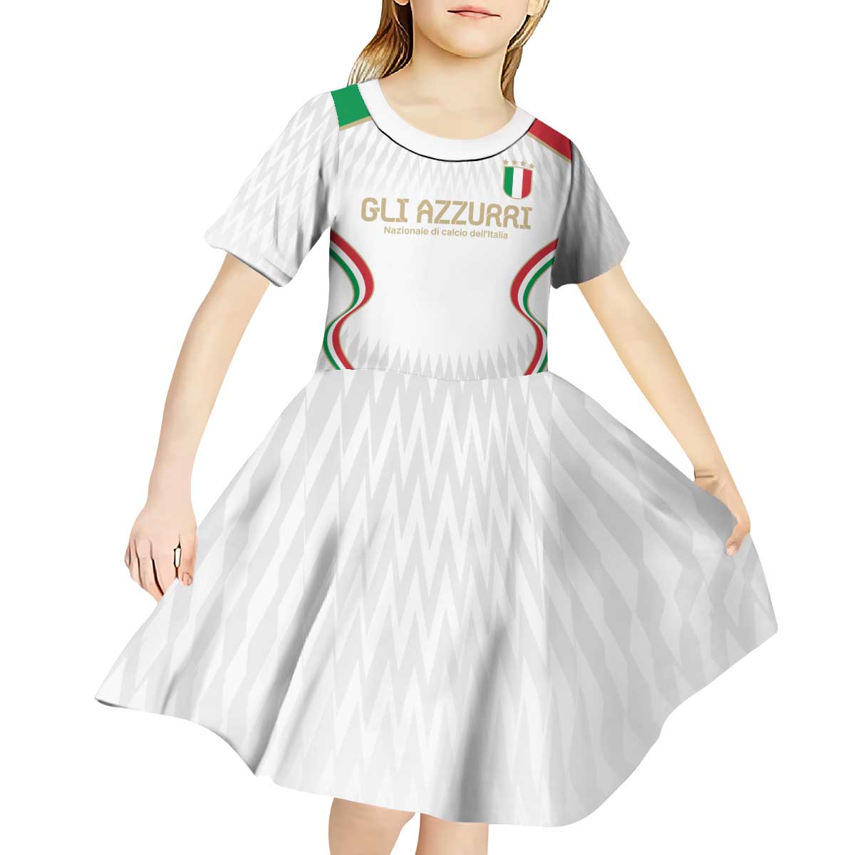 Custom Italy Football Kid Short Sleeve Dress Gli Azzurri Sporty Style - Wonder Print Shop