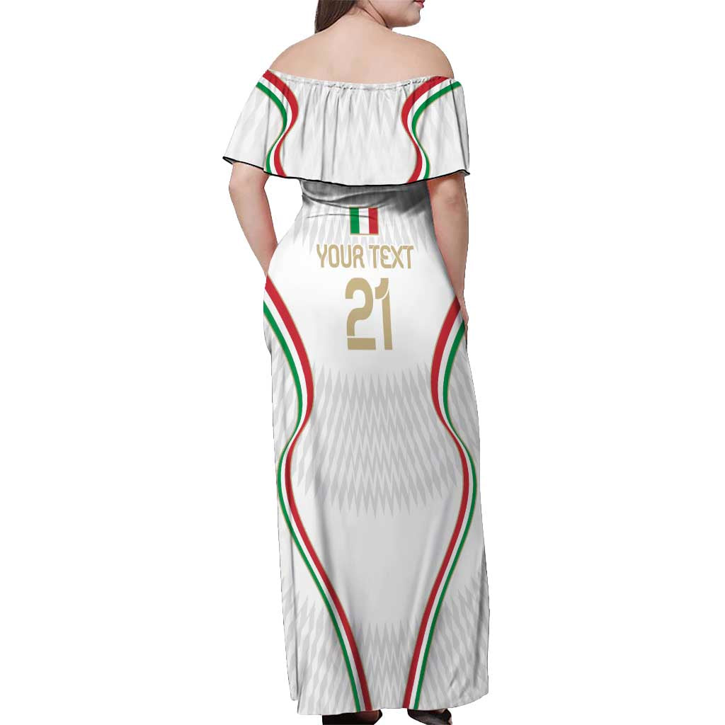 Custom Italy Football Off Shoulder Maxi Dress Gli Azzurri Sporty Style - Wonder Print Shop