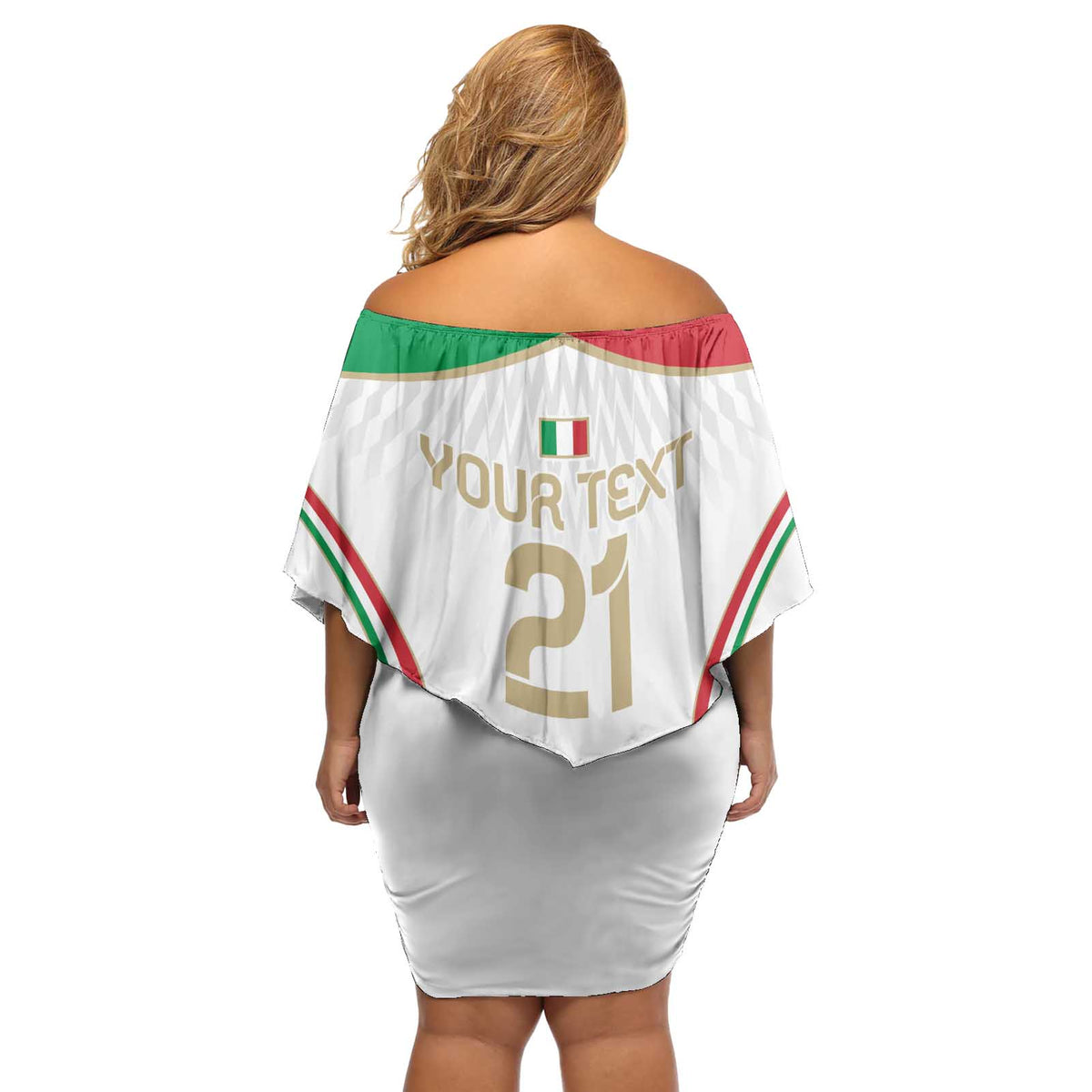 Custom Italy Football Off Shoulder Short Dress Gli Azzurri Sporty Style - Wonder Print Shop