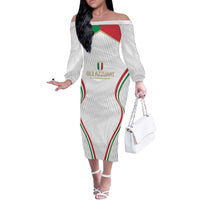 Custom Italy Football Off The Shoulder Long Sleeve Dress Gli Azzurri Sporty Style - Wonder Print Shop