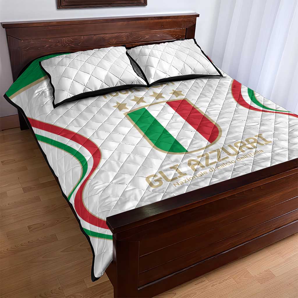 Custom Italy Football Quilt Bed Set Gli Azzurri Sporty Style - Wonder Print Shop