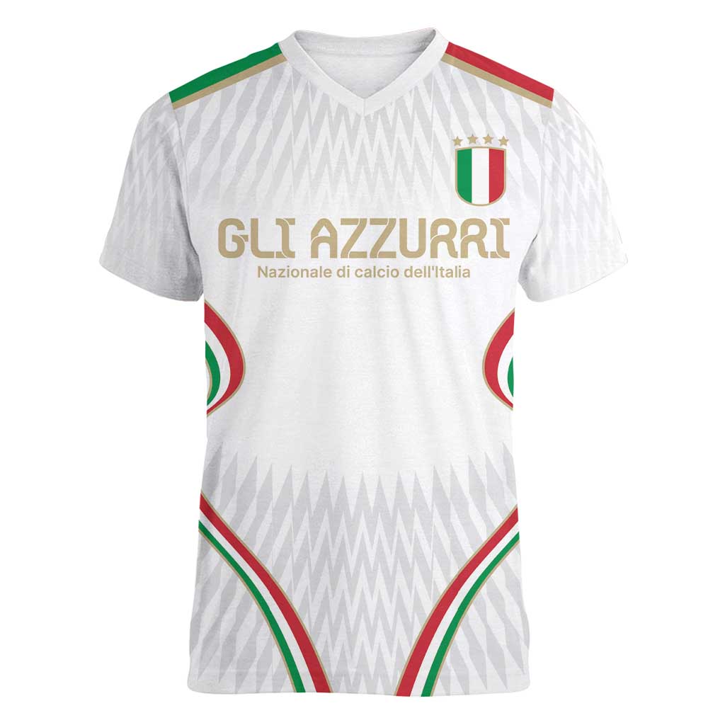 Custom Italy Football Women V-Neck T-Shirt Gli Azzurri Sporty Style - Wonder Print Shop