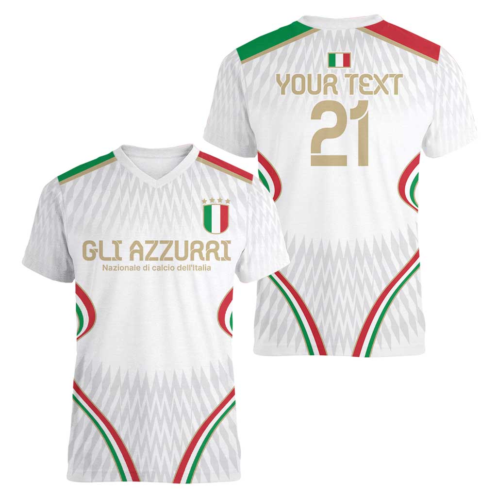 Custom Italy Football Women V-Neck T-Shirt Gli Azzurri Sporty Style - Wonder Print Shop