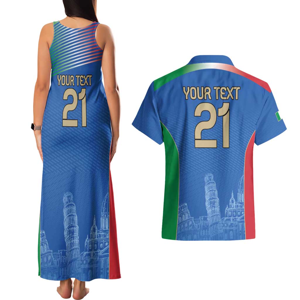Custom Italy Football Couples Matching Tank Maxi Dress and Hawaiian Shirt Special Pisa Tower LT9 - Wonder Print Shop