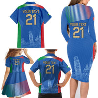 Custom Italy Football Family Matching Long Sleeve Bodycon Dress and Hawaiian Shirt Special Pisa Tower LT9 - Wonder Print Shop