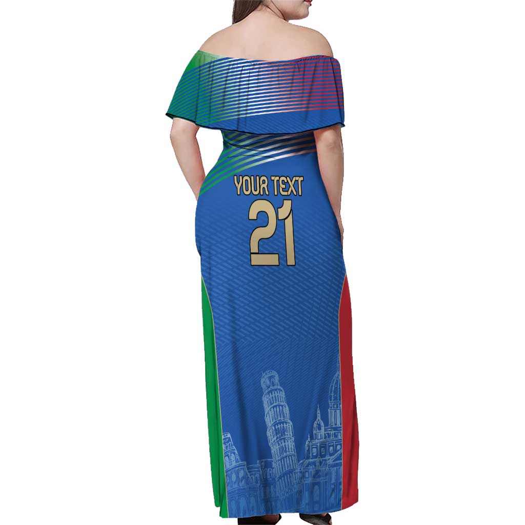 Custom Italy Football Family Matching Off Shoulder Maxi Dress and Hawaiian Shirt Special Pisa Tower LT9 - Wonder Print Shop
