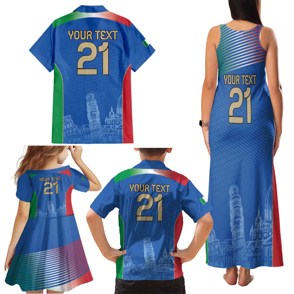 Custom Italy Football Family Matching Tank Maxi Dress and Hawaiian Shirt Special Pisa Tower - Wonder Print Shop