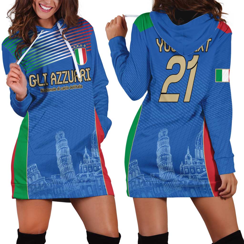 Custom Italy Football Hoodie Dress Special Pisa Tower - Wonder Print Shop