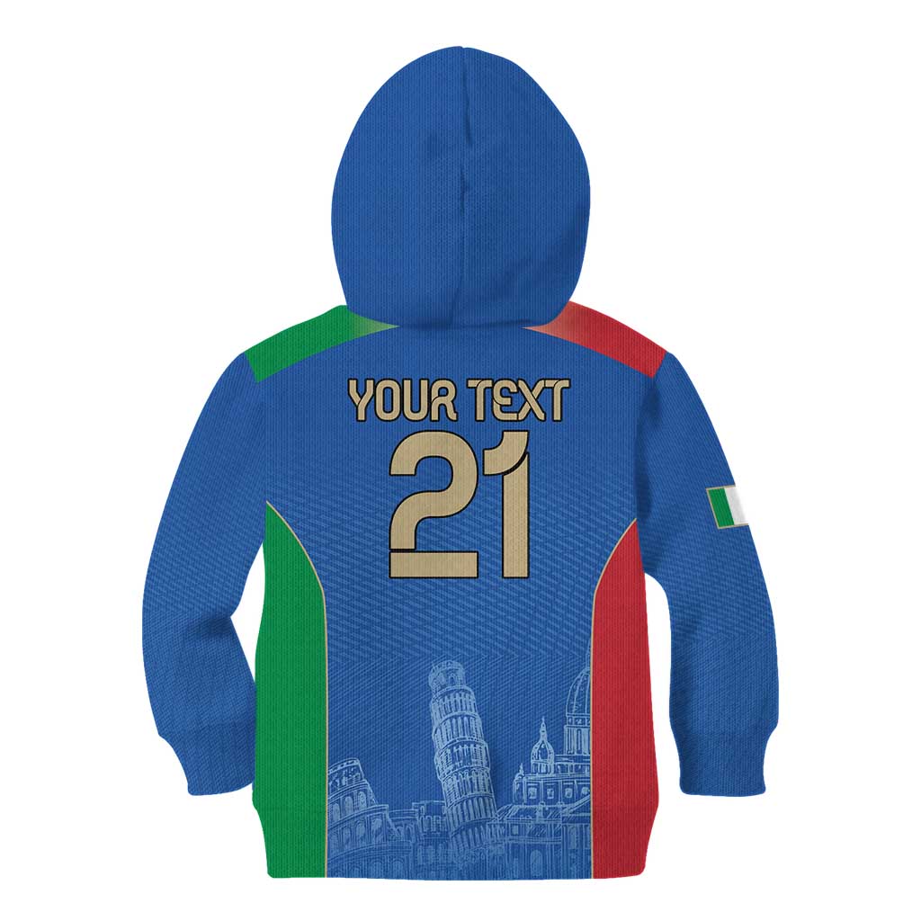 Custom Italy Football Kid Hoodie Special Pisa Tower - Wonder Print Shop