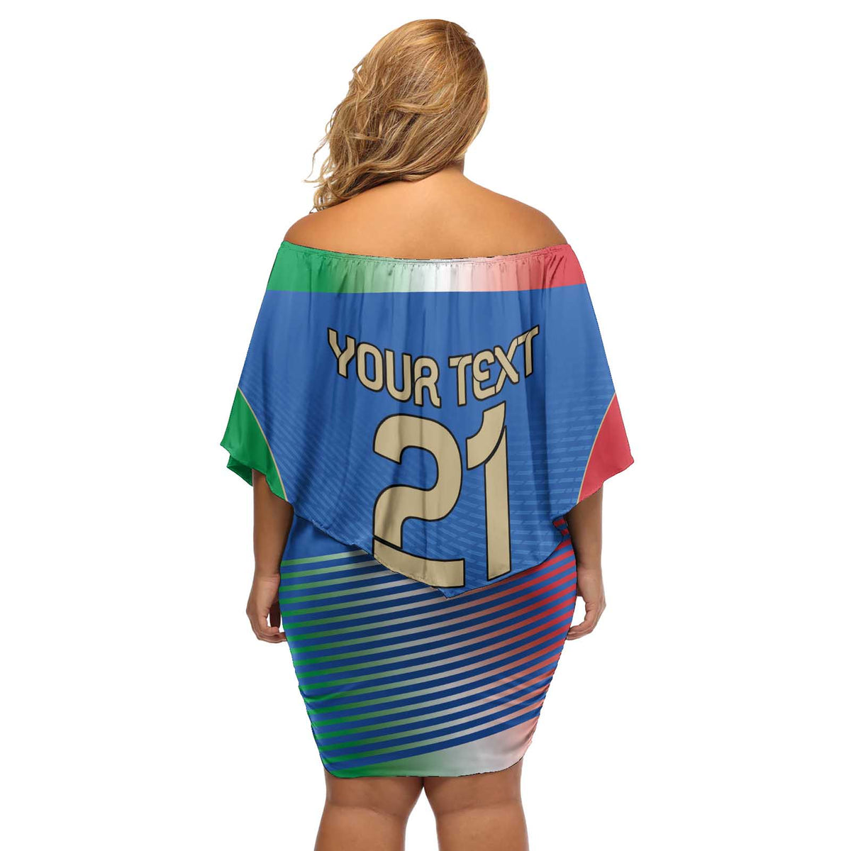 Custom Italy Football Off Shoulder Short Dress Special Pisa Tower - Wonder Print Shop